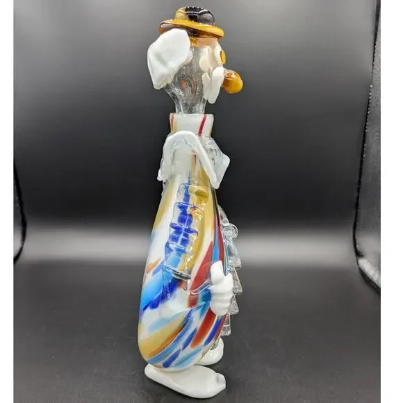 Vintage Art Glass Clown Decanter Hand Blown Barware Circus Bottle with Stopper